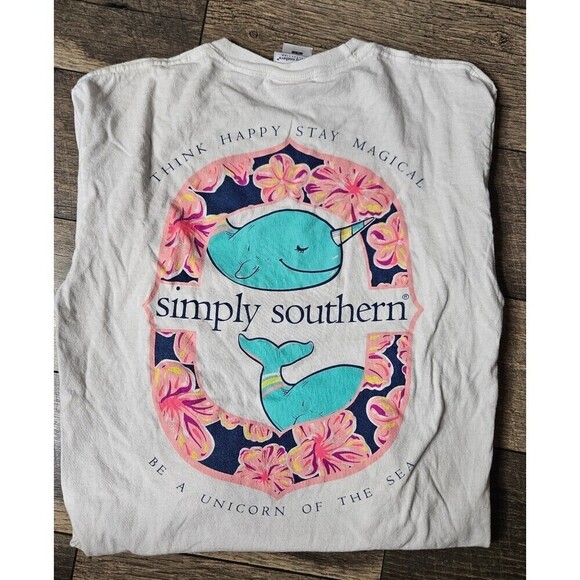 2 for $20 Simply Southern Collection Narwal Unicorn Long Sleeve Size M - Picture 3 of 7